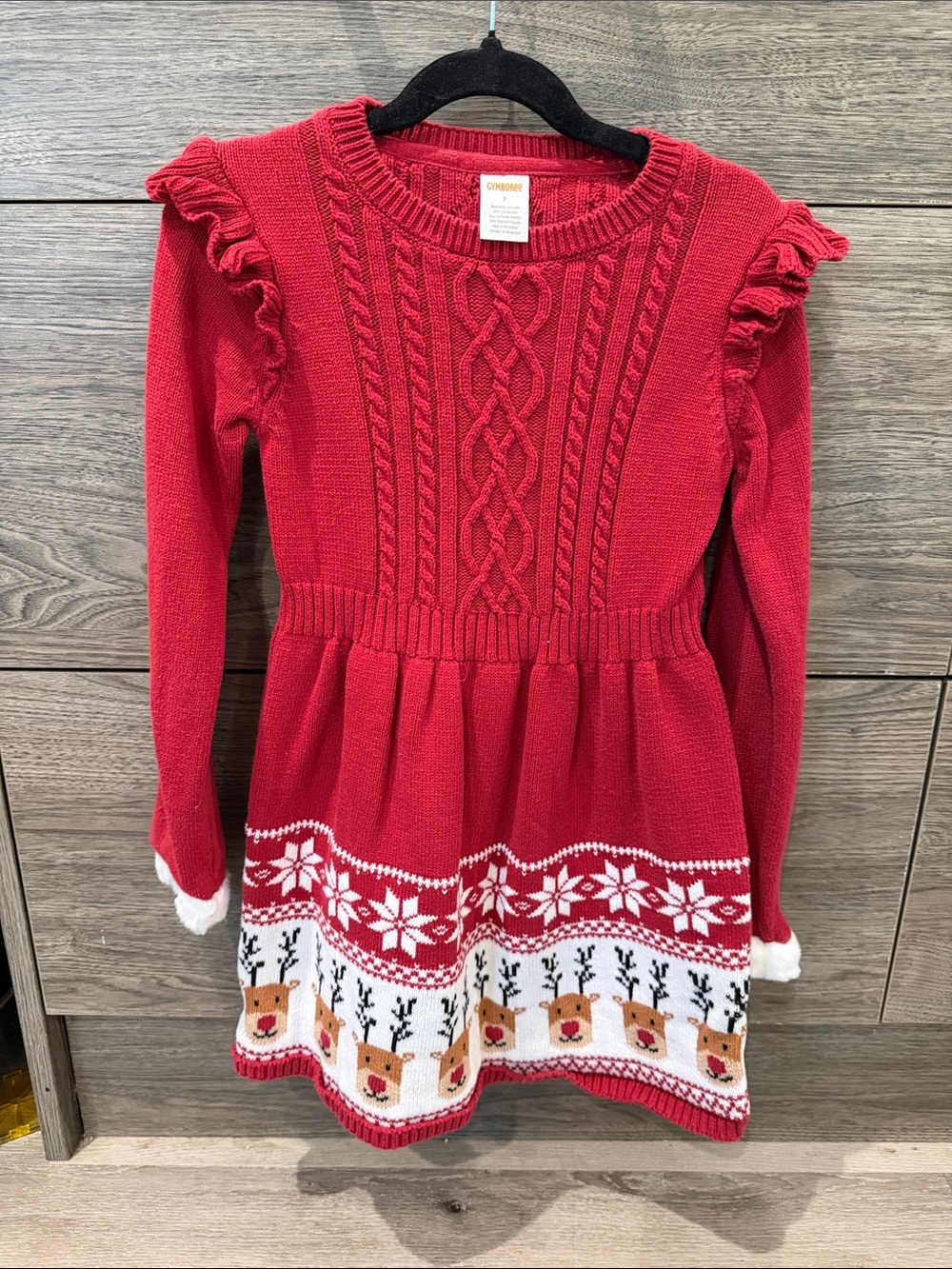 Gymboree Red Knit Reindeer Holiday Dress